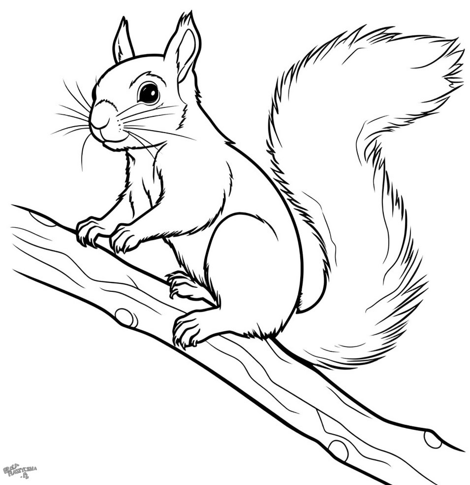 Wiewiórka na drzewie kolorowanka
